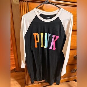 PINK Victoria's Secret Multicolor Logo Raglan Shirt